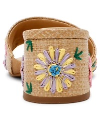 Anne Klein Women's Dolls Embroidered Raffia Block Heel Sandals