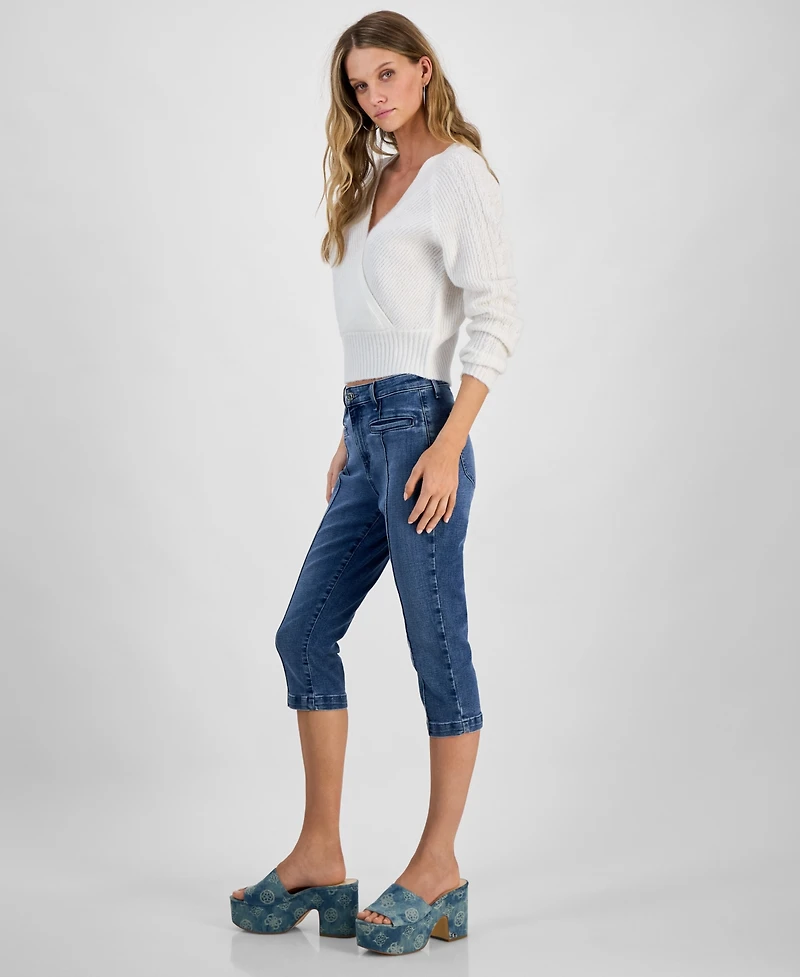 Guess Women's Cade Stretch Denim Mid Rise Capri Jeans