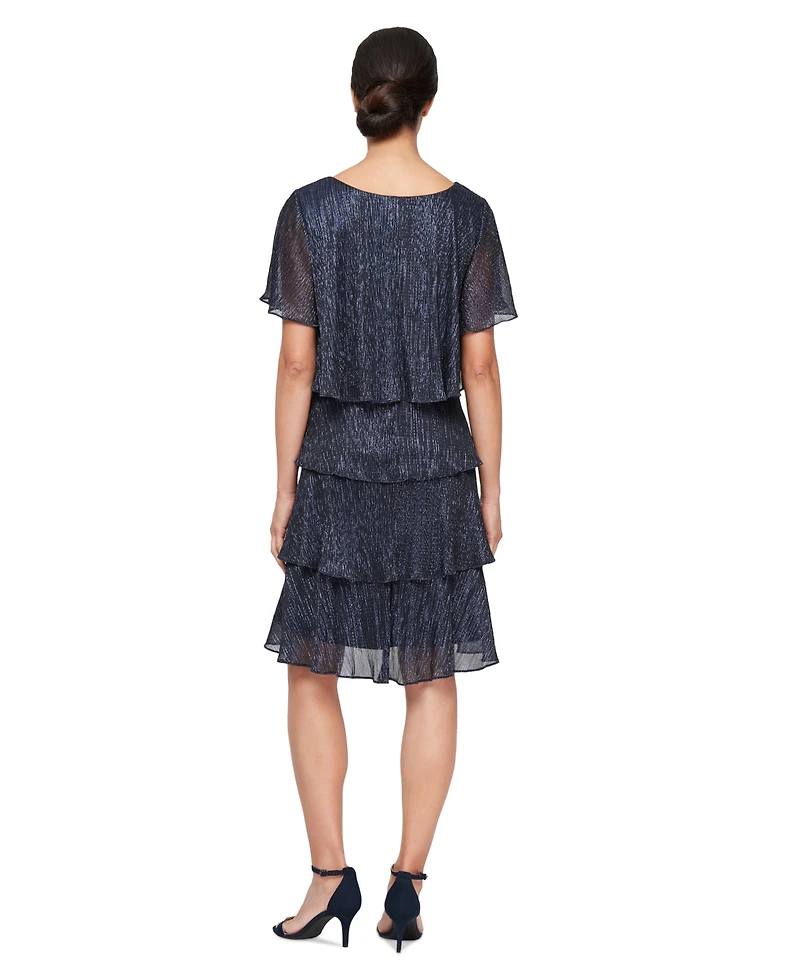 Sl Fashions Tiered Shimmer Shift Dress