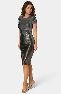 Bebe Women's Ombre Sequin Midi T-Shirt Dress