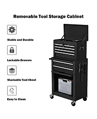 Gymax 2 in 1 Rolling Cabinet Storage Chest Box Garage Toolbox Organizer w/ 6 Drawers