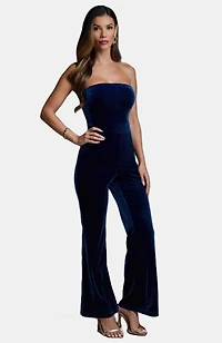 Bebe Women's Strapless Velvet Jumpsuit