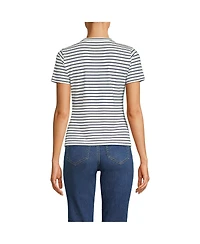 Lands' End Women's Drapey Rib Fitted Short Sleeve T-Shirt