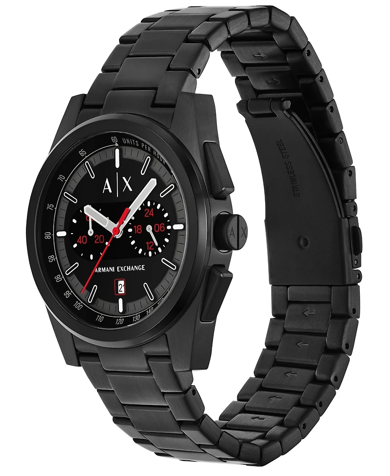 A|X Armani Exchange Men's Quartz Chronograph Black Stainless-Steel Watch, 42mm