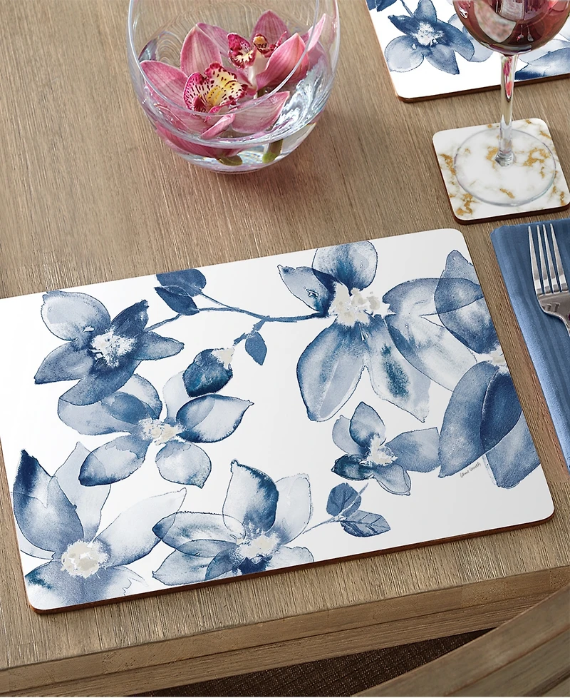 CounterArt Blooming Whispers Hardboard Cork Placemats, Set of 4