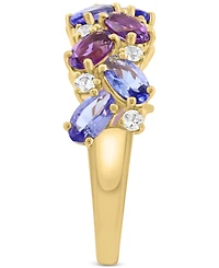 Effy Amethyst (7/8 ct. t.w.), Tanzanite (1-3/8 ct. t.w.), and White Sapphire (1/5 ct. t.w.) Cluster Ring in 14k Gold