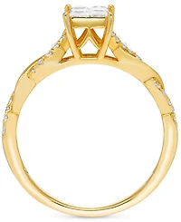 Diamond Princess Quad Cluster Twist Shank Engagement Ring (1/2 ct. t.w.) in 14k Gold