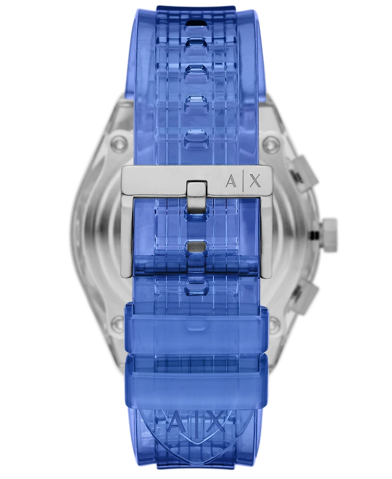 A|X Armani Exchange Men's Quartz Chronograph Blue Polyurethane Watch, 44mm