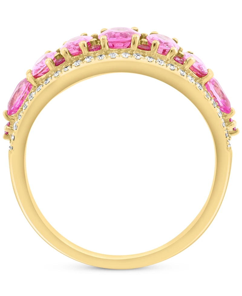 Effy Pink Sapphire (1-3/4 ct. t.w.) & Diamond (1/4 ct. t.w.) Graduated Openwork Statement Ring