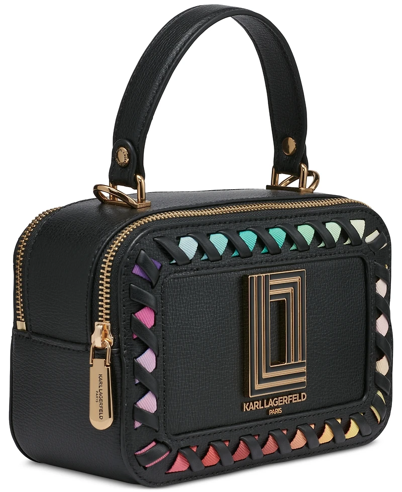 Karl Lagerfeld Paris Simone Camera Crossbody with Rainbow Stitching