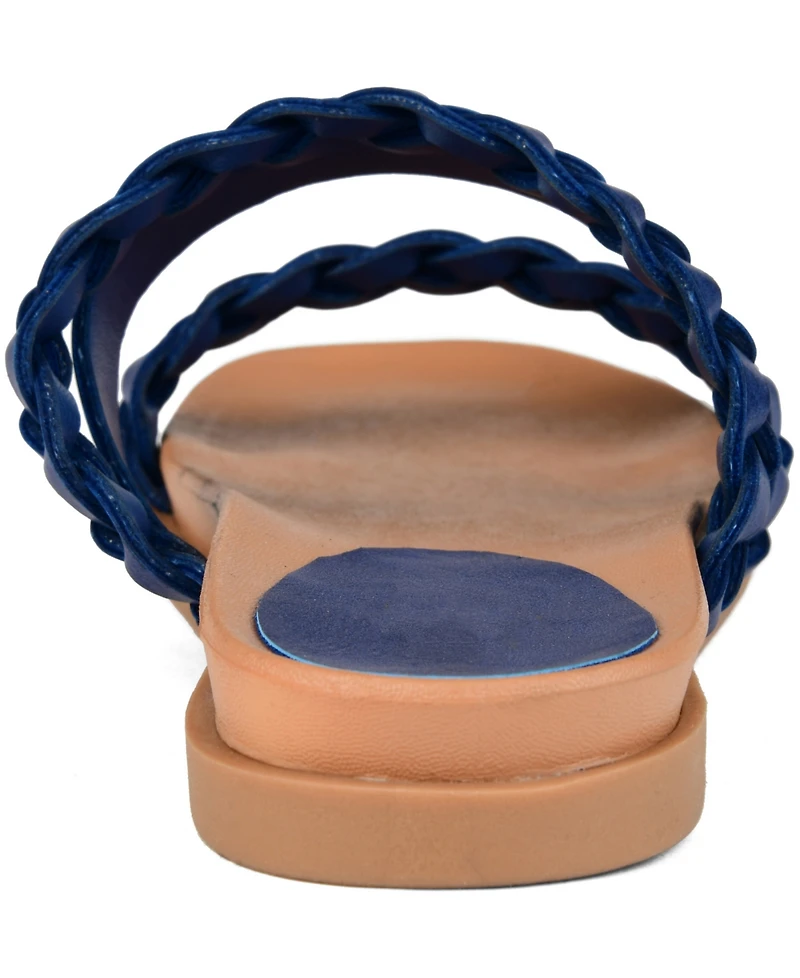 Journee Collection Women's Colette Braided Strappy Open Toe Flat Sandals