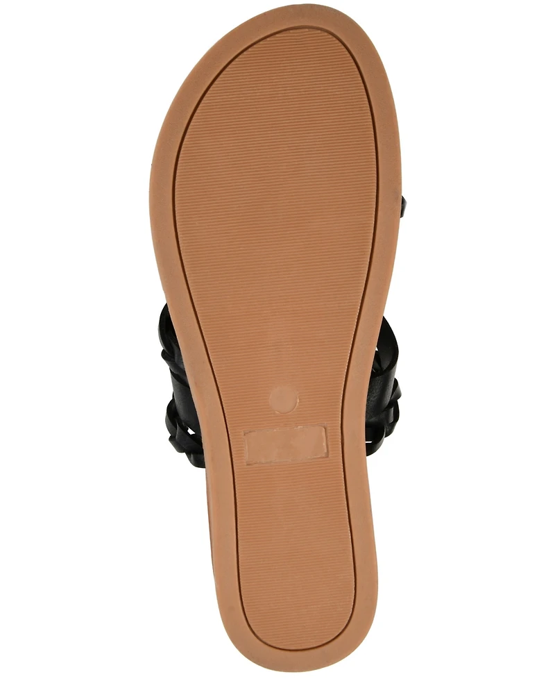 Journee Collection Women's Colette Braided Strappy Open Toe Flat Sandals