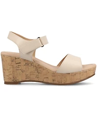 Journee Collection Women's Ranae Ankle Strap Platform Cork Wedge Sandals