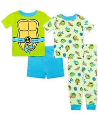 Ninja Turtles Toddler Boys Cotton Pajamas, 4 Piece Set
