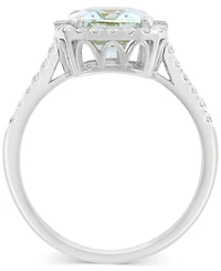 Effy Aquamarine (2 ct. t.w.) & Diamond (3/8 ct. t.w.) Halo Statement Ring in 14k White Gold