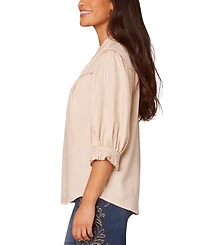 Democracy Women's Crochet Trim Button-Front Ruffle Shirt