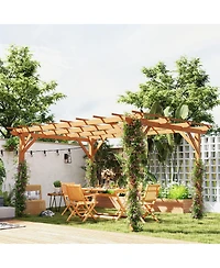 Outsunny 10' x 13' Outdoor Pergola, Wood Gazebo Grape Trellis,