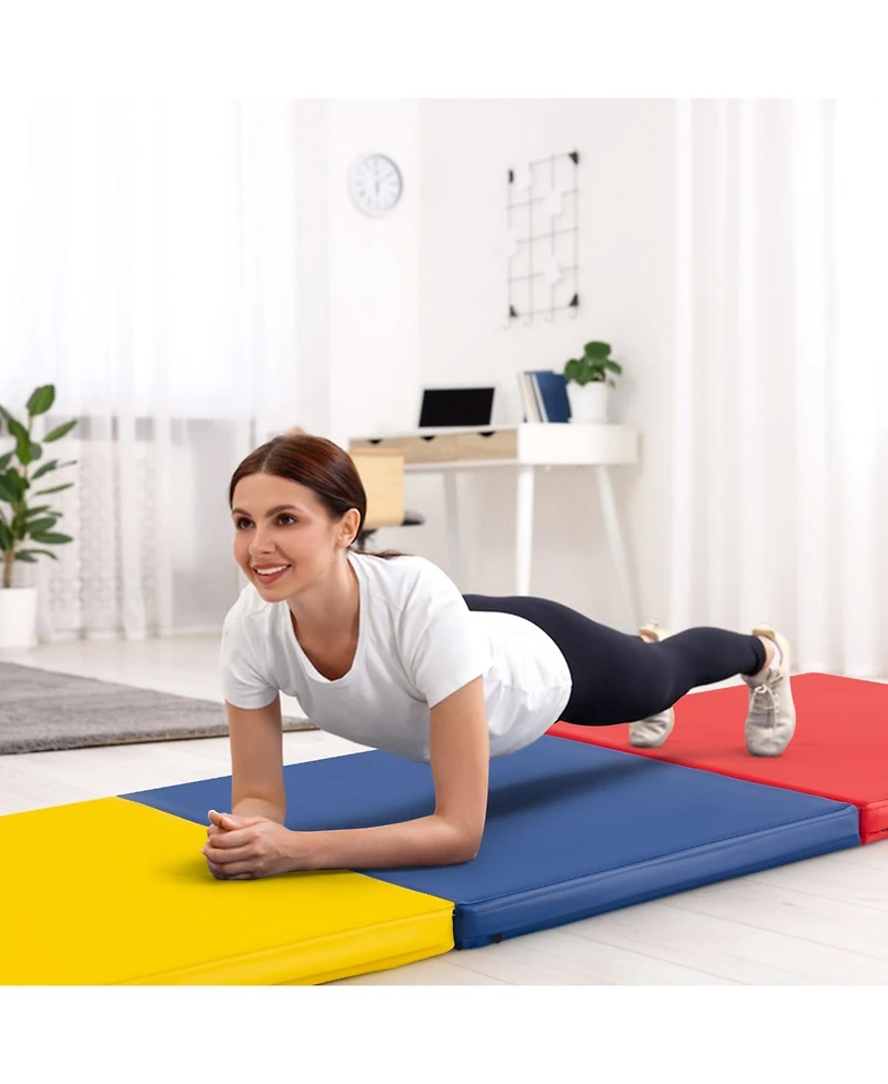 6 x 2 Ft Tri-Fold Gym Mat with Handles and Removable Zippered Cover