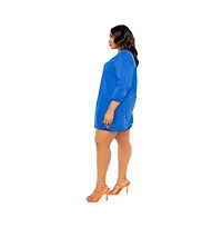 Buxom Couture Women's Plus Bubbled Poplin Mini Dress