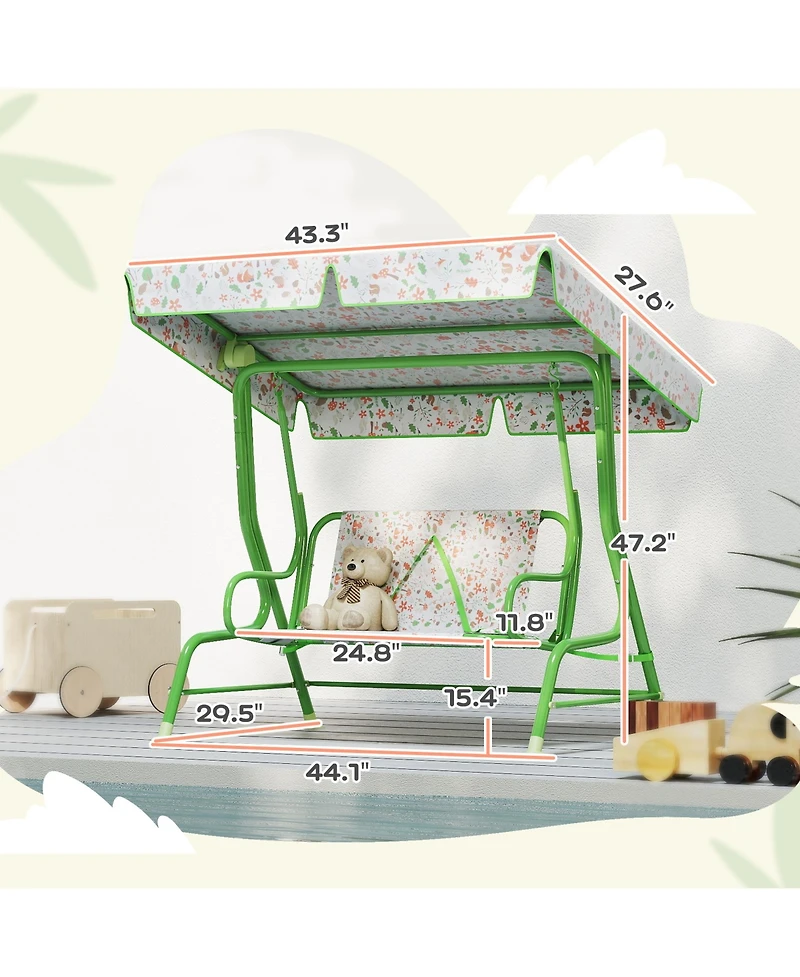 Qaba Kids Patio Swing, 2-Seater Outdoor Porch Swing Chair