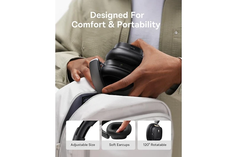 Baseus Active Noise Cancelling Headphones, Bowie 30 Max Head Tracking Spatial Audio, Ldac Hi-Res Wireless Sound, 65H Playtime, Comfort Fit, Clear Call
