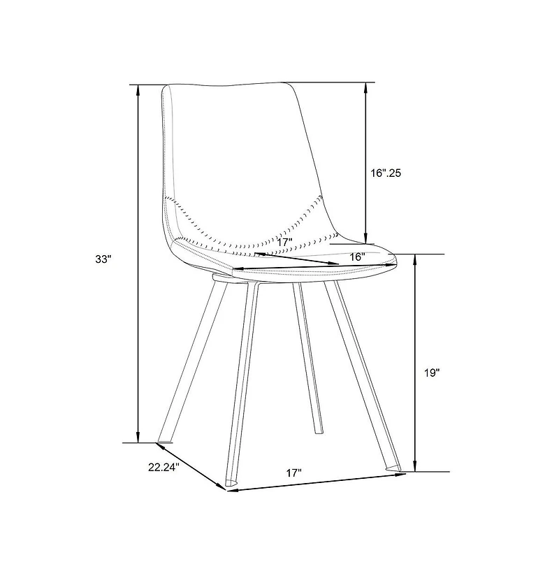 Markley Modern Leather Dining Chair With Metal Legs
