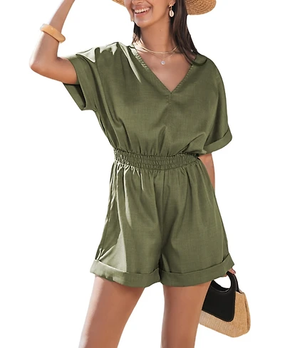 Cupshe Women's V-Neck Straight Leg Romper