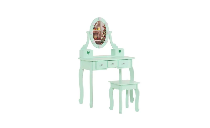 Kids Vanity Set with Mirror and Lights – Adjustable Lighted Dressing Table for Girls