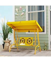 Qaba Kids Patio Swing, 2-Seater Outdoor Porch Swing Chair,