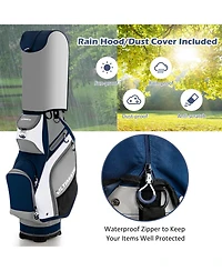 10.5 Inch Golf Cart Bag with 14 Way Dividers and 7 Zippered Pockets