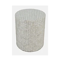 Global Archive Round Terrazzo Handcrafted Capiz Shell Accent Table