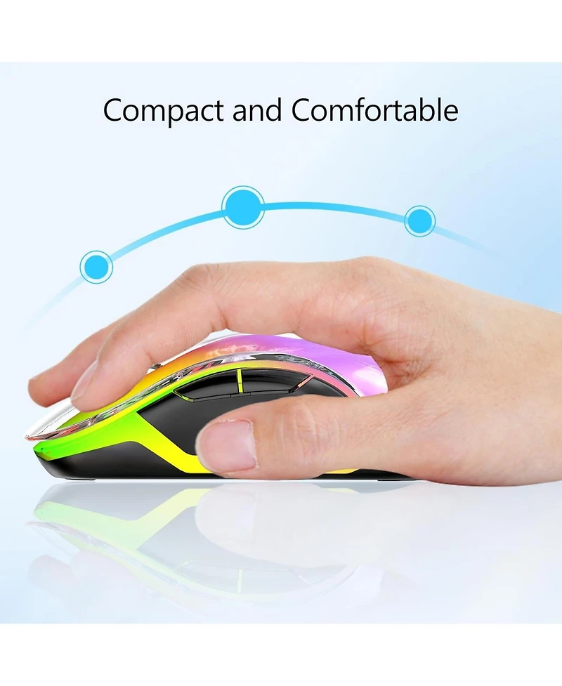 memzuoix 2.4G Led Wireless Mouse, Rechargeable Ergonomic Mouse with Detachable Cover, 1200 Dpi Portable Optical Computer Mouse with Usb Receiver for L