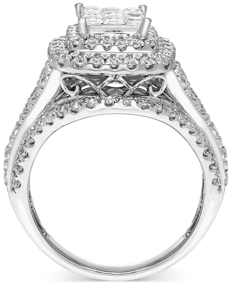 Diamond Princess Cluster Ring (2 ct. t.w.) in 14k White Gold