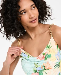 Siena Women's Floral Print Cowl Neck Sleeveless Sheath Dress