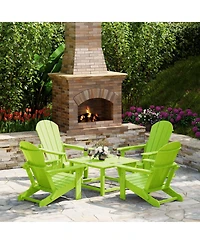 5-Piece Hdpe Adirondack Chair Outdoor Patio Square Table Conversation Set
