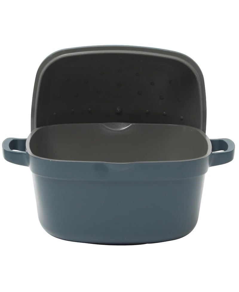 Crock-Pot Northvale Cast Aluminum Lightweight Durable 5.2 Quart Heavy Duty Dutch Oven Pot With Lid, Safe, Dual Handles - Matte Blue