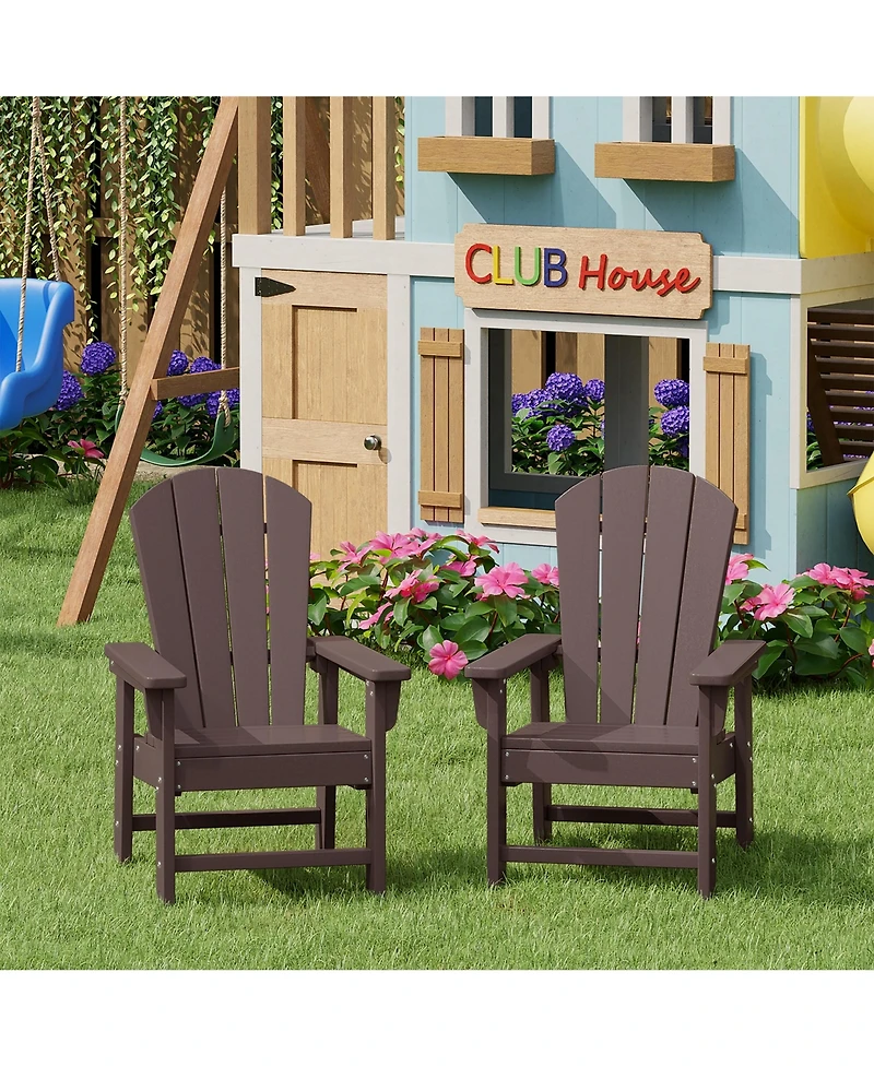Kids Outdoor Adirondack Plastic Patio Chair (Set of