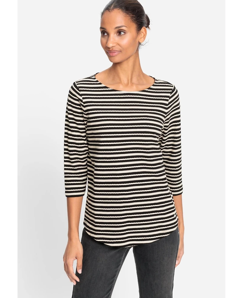 Olsen Women's Textured Striped T-Shirt