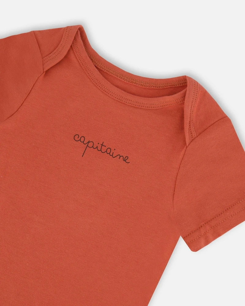 Deux par Baby Boys Organic Cotton Onesie Terracotta