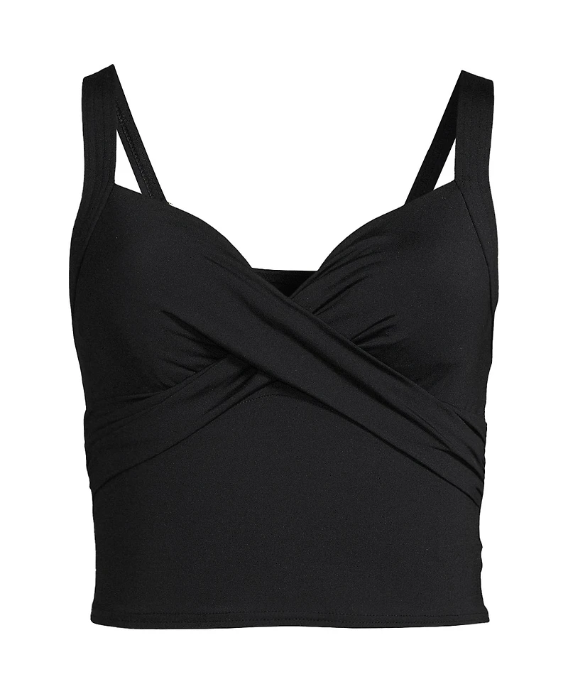 Lands' End Women's D-Cup V-Neck Wrap Midkini Top