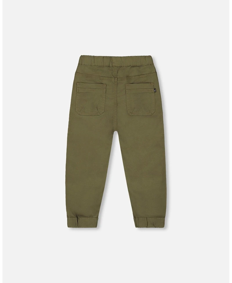 Deux par Toddler Boys Stretch Twill Jogger Pant Dark Olive Green - Toddler|Child