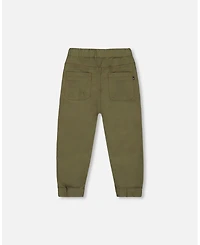 Deux par Toddler Boys Stretch Twill Jogger Pant Dark Olive Green - Toddler|Child