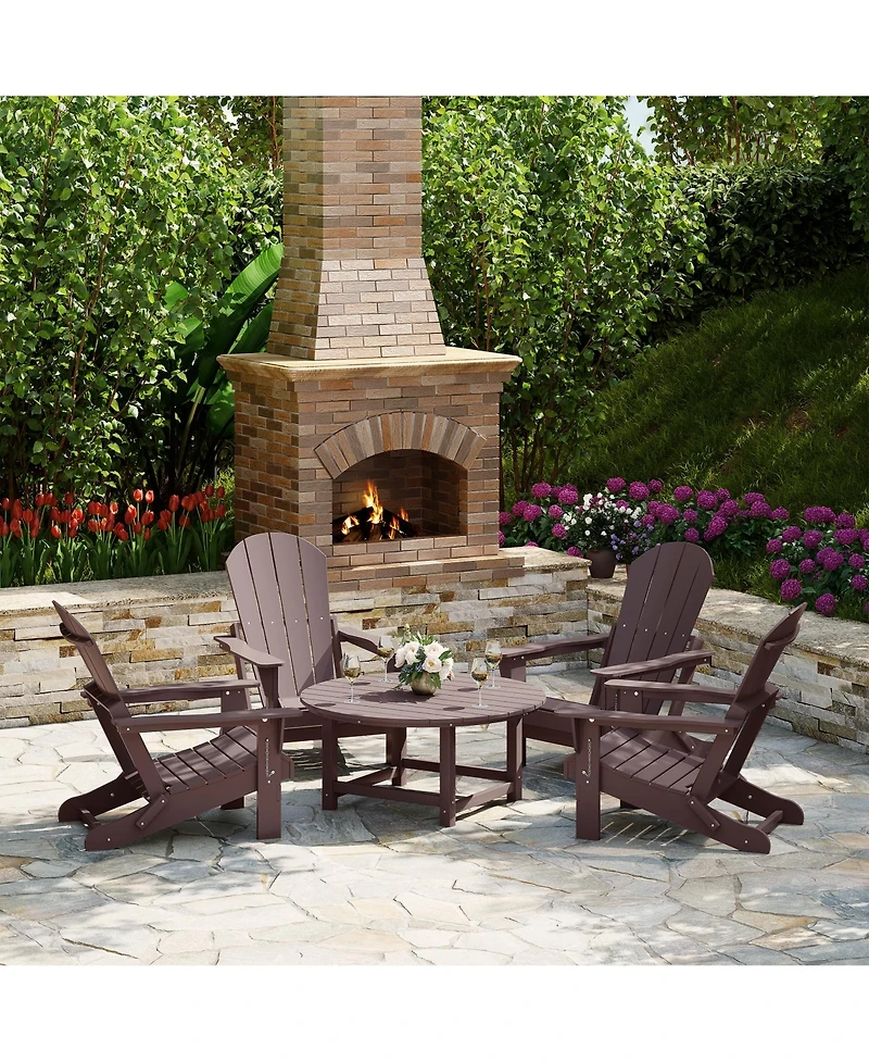 5-Piece Hdpe Folding Adirondack Chair Outdoor Patio Conversation Set