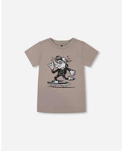 Deux par Toddler Boys Organic Cotton Graphic Tee Gray, Black And White - Toddler|Child