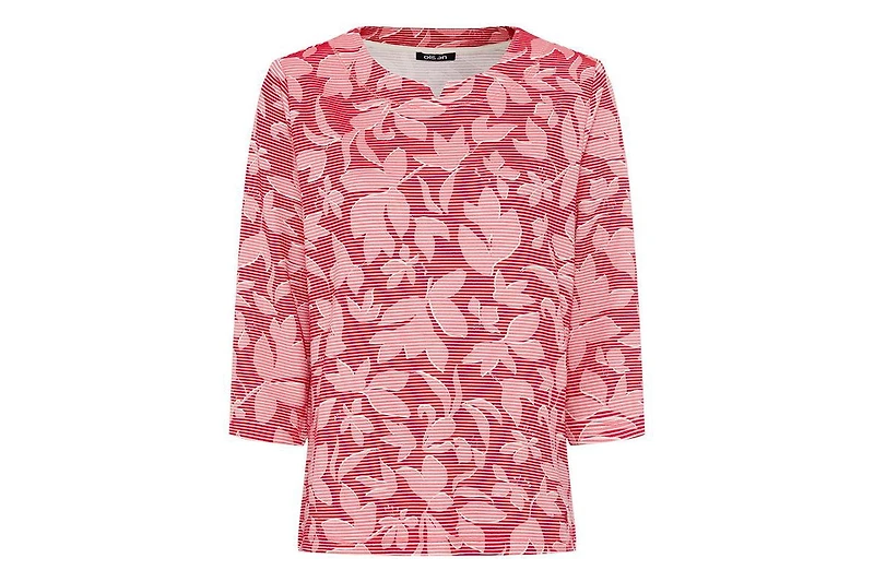 Olsen Women's Floral Rib Knit Jersey Top