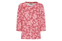 Olsen Women's Floral Rib Knit Jersey Top