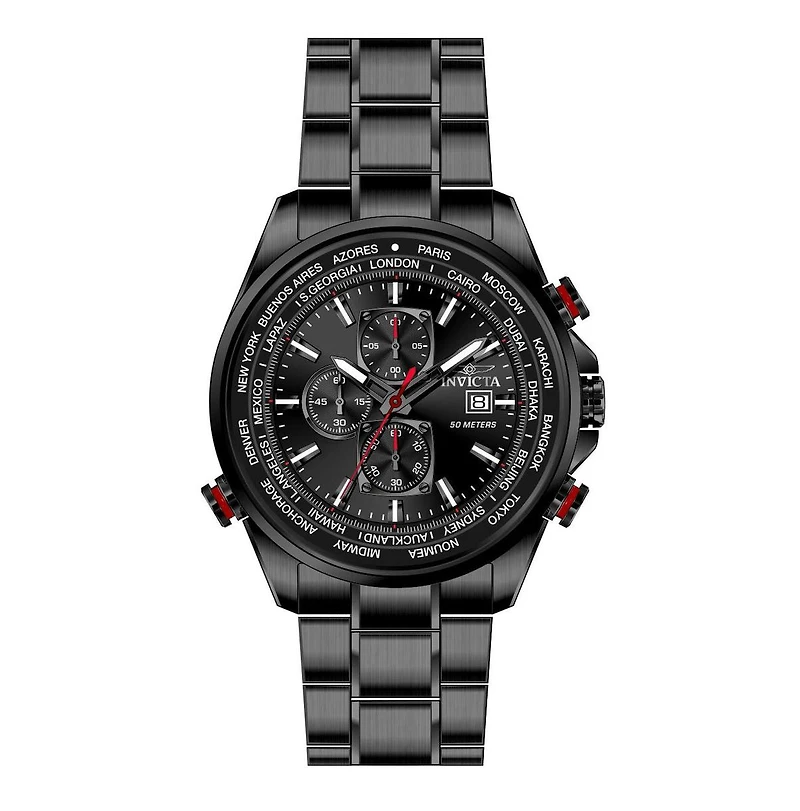 Invicta Men's 47820 Aviator Quartz Multifunction Black Dial Watch