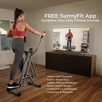 Sunny Health & Fitness Air Walker Lightweight Manual Elliptical, Low-Impact 30-Inch Stride Glider Machine, Free SunnyFit App w/ Bluetooth