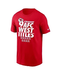 Nike Men's Red Kansas City Chiefs Nine-Straight Afc West Division Champions Our Time Is Now T-Shirt