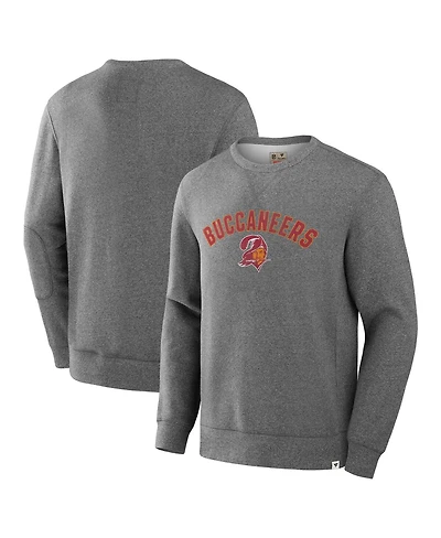 Fanatics Men's Heather Gray Tampa Bay Buccaneers Loop Terry Pullover Sweatshirt